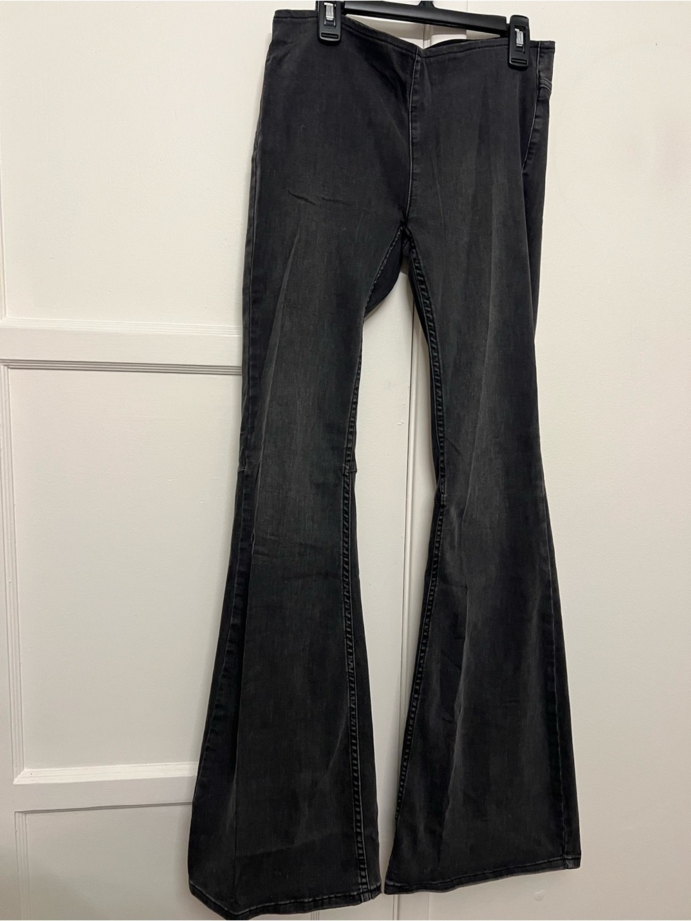 Free People Black Flared Wide-Leg Jeans